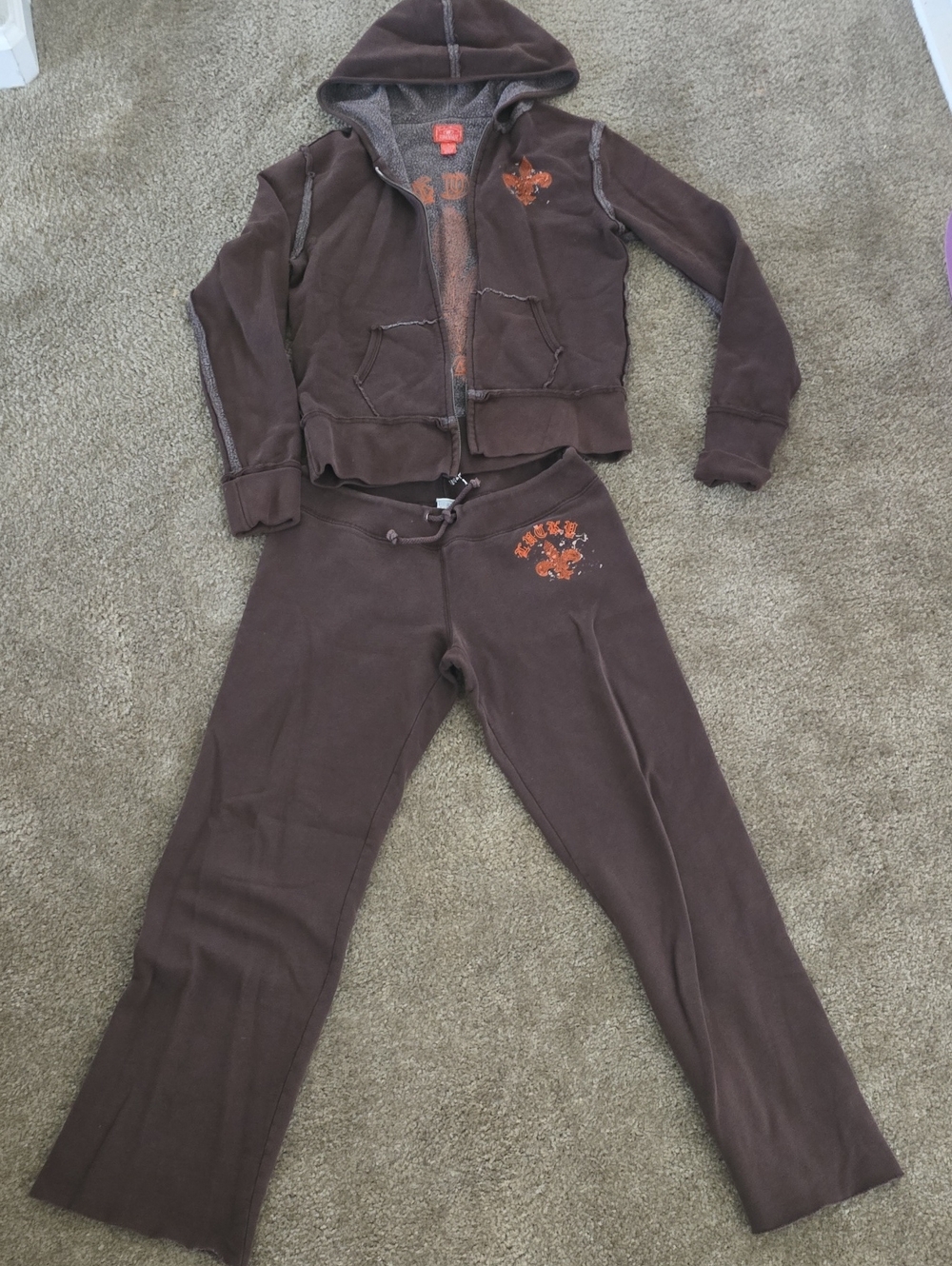 RARE VINTAGE Y2K LUCKY BRAND SWEAT PANTS & HOODIE
